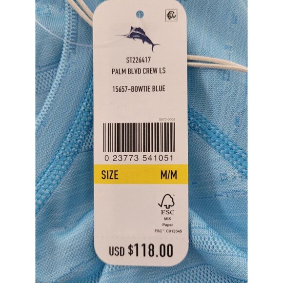 Tommy Bahama Men's Medium Bowtie Blue Palm Boulevard Performance Crew T-Shirt - Picture 4 of 7